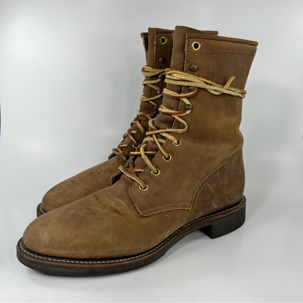 Justin 0575 Lacer Kiltie Boots Brown Leather Western Cowboy Size 8 D